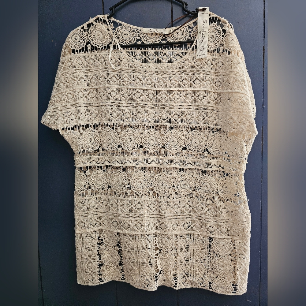 Cream Crochet Lace Top